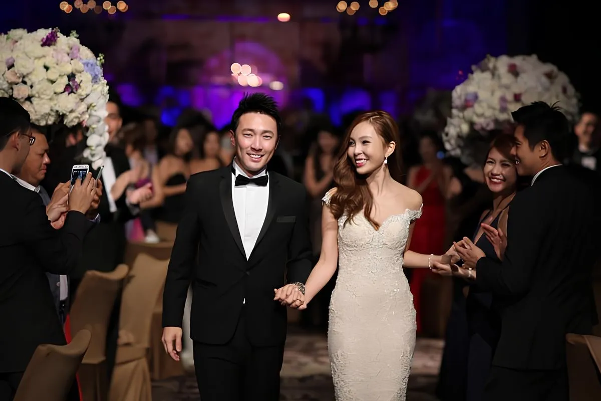 Bride and groom on their wedding day